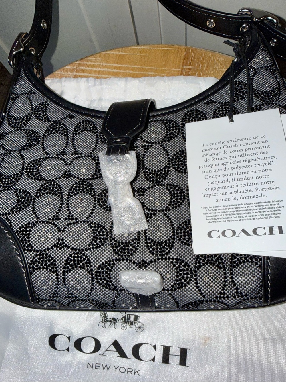 BNWT!!! Limited Edition Coach Black Signature Crystal Hampton Hobo Bag - Picture 5 of 9